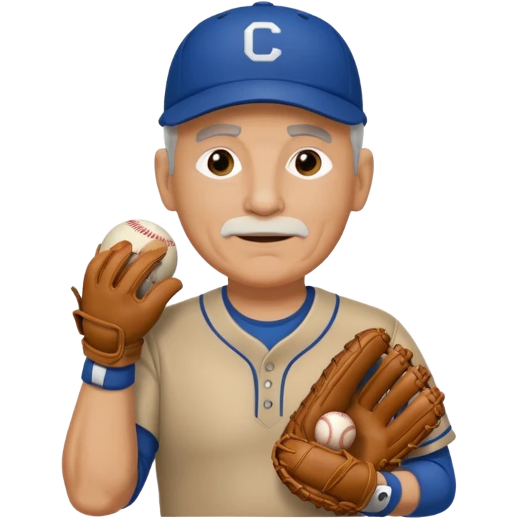 Older Baseball Coach with sports whistle and a baseball glove emoji