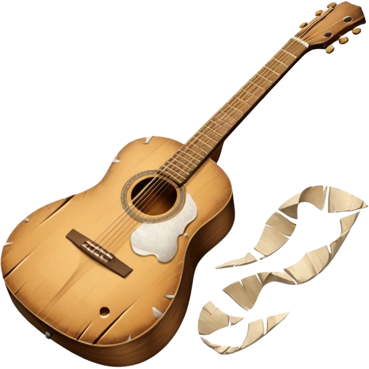 acoustic guitar with white paper tears & rips over it emoji