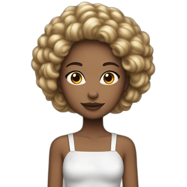 Fille peau blanche tresses cheveux noir emoji