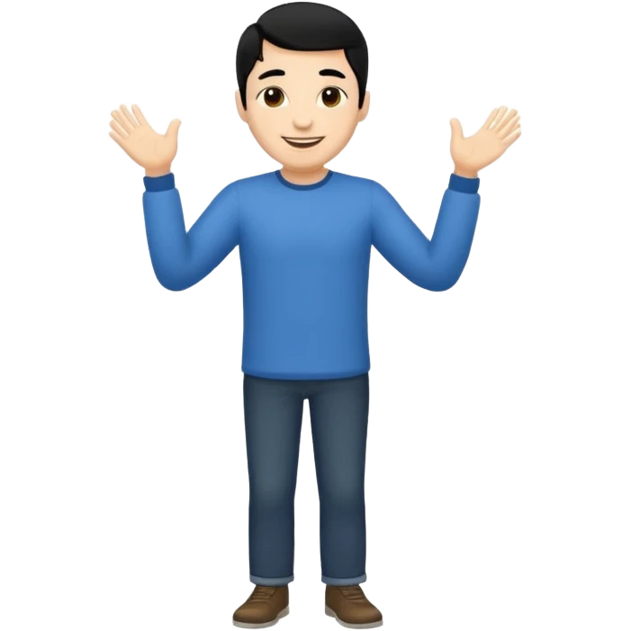 ligth man black hair full body greeting emoji