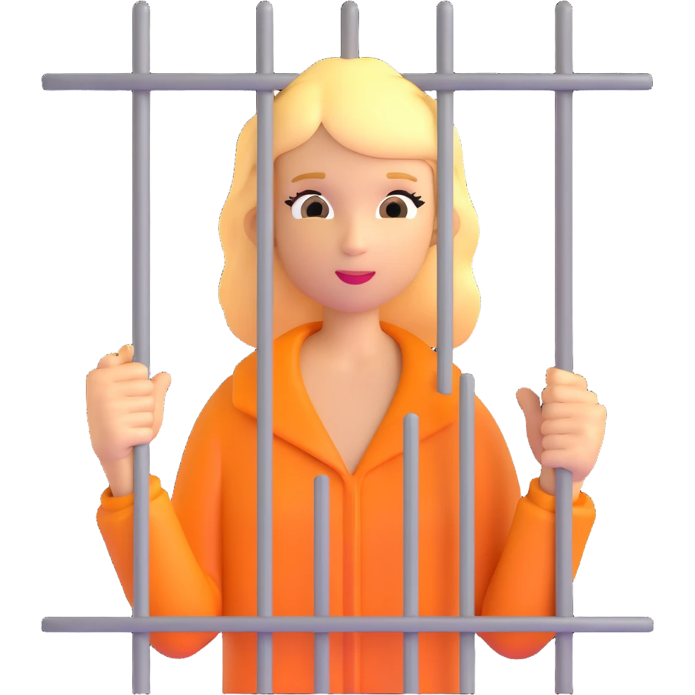 golden girl character behind jail bars emoji