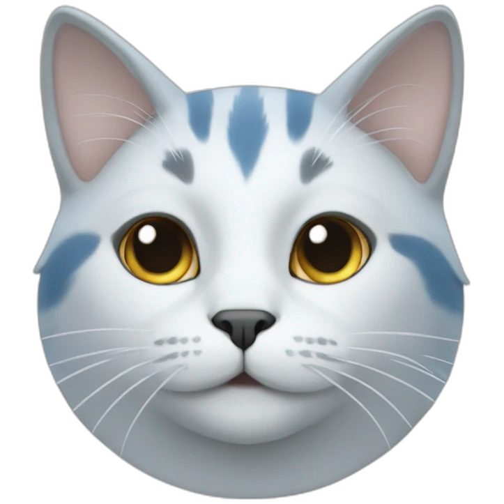White and grey cat with bleu été emoji
