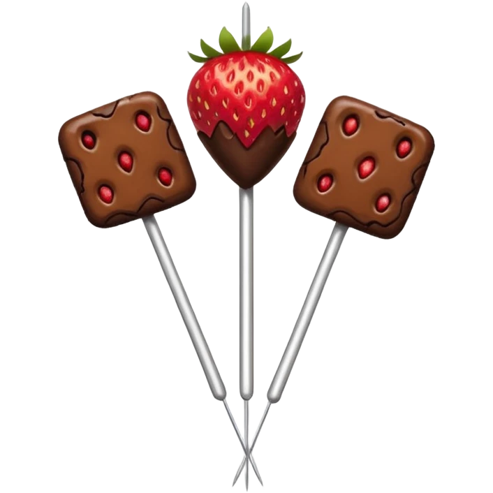 brownies and strawberries on a skewer emoji