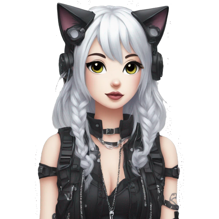 Edgy Kawaii Cute Cool Cartoon Beautiful Elegant Pretty Anime Punk Techwear Gothic Catgirl emoji