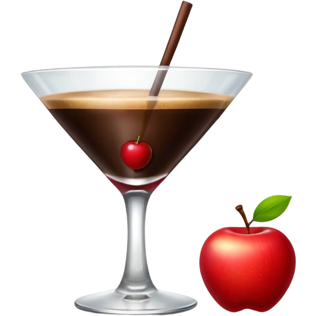 The apple heart eye emoji except the emoji has espresso martinis for eyes emoji