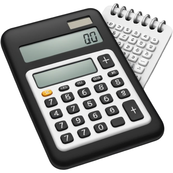 calculator next to a sheet of paper emoji