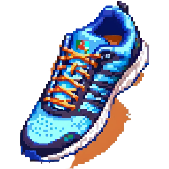 blue running shoe pointing left with 3D effect emoji
