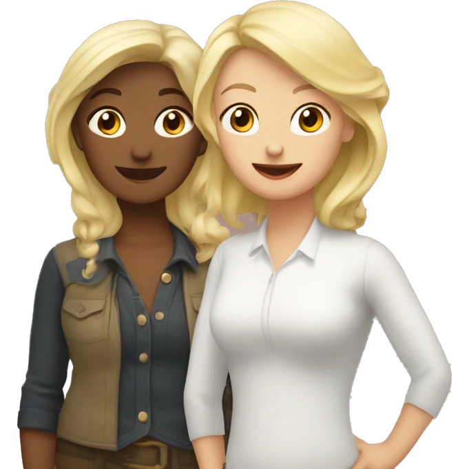 two lesbians: one is older, femme and blond. Another is younger  emoji