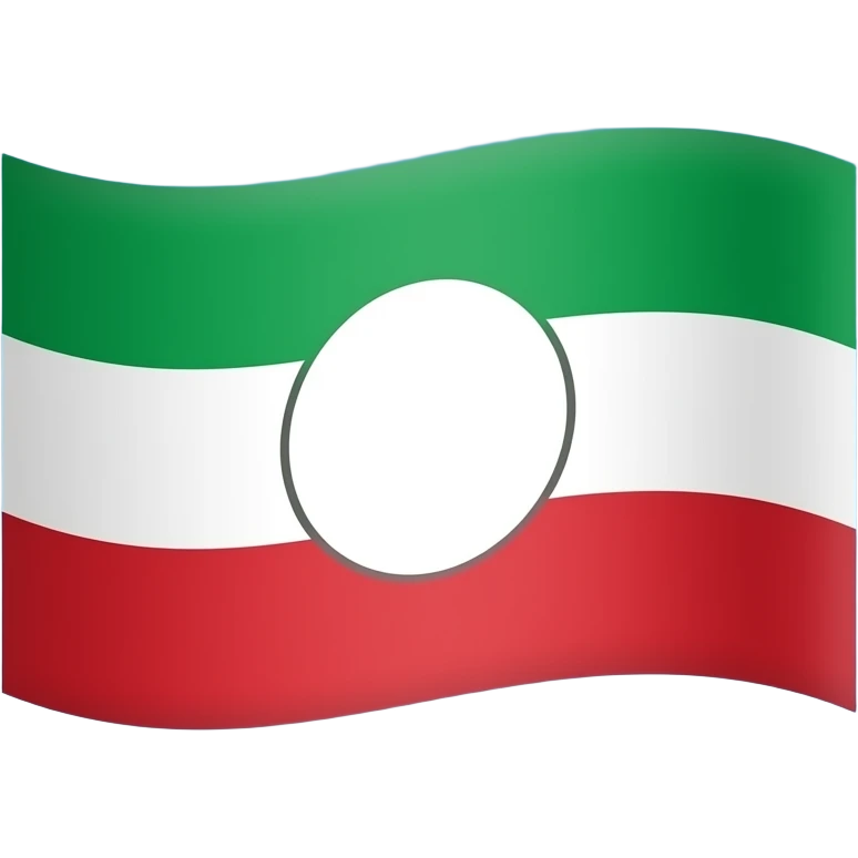 голубое небо без облок 1 белый круг в середине 1 красная полоса в низу 1 зелёная полоса выше красной полосы 1 белая полоса ниже зелёной полосы  в виде флага emoji