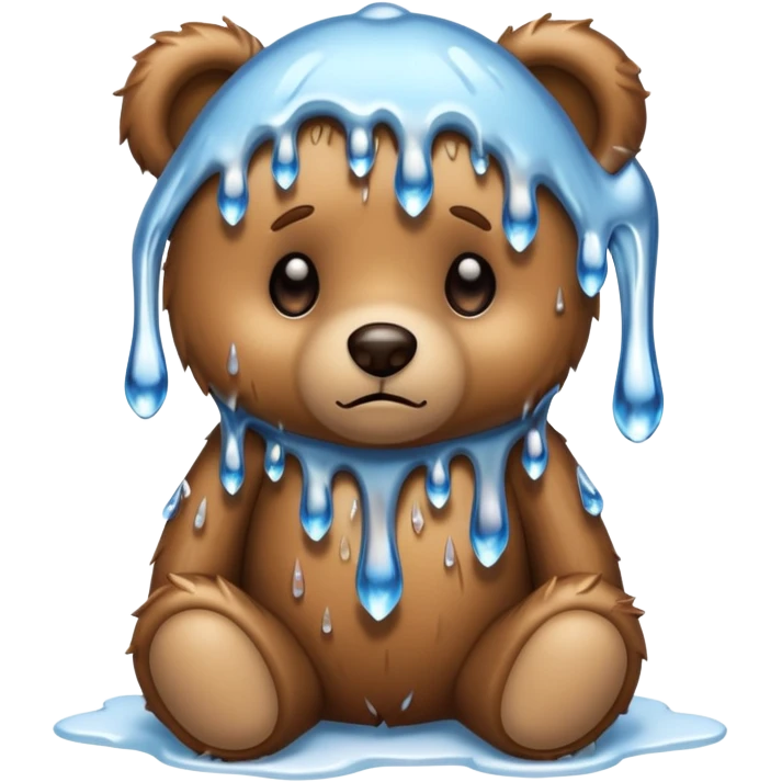 Sad Teddy bear with icicles dripping off her emoji