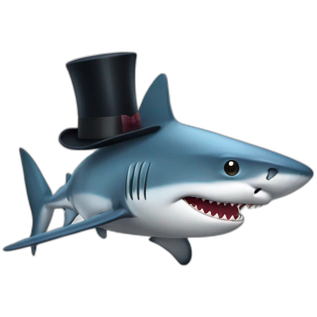 Shark with a top hat emoji