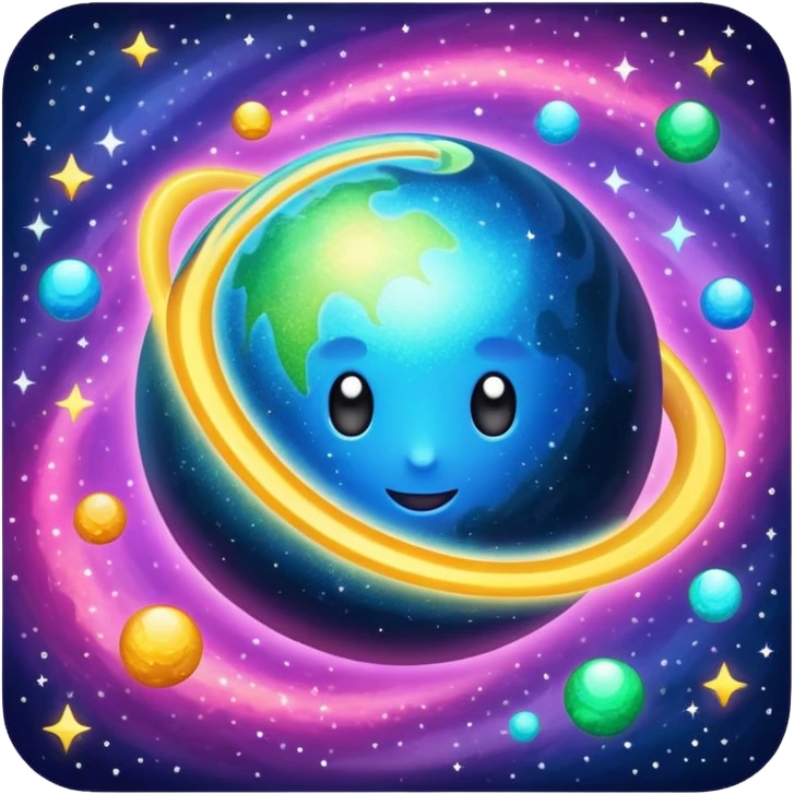 beautiful fun colored sparkly planet  emoji