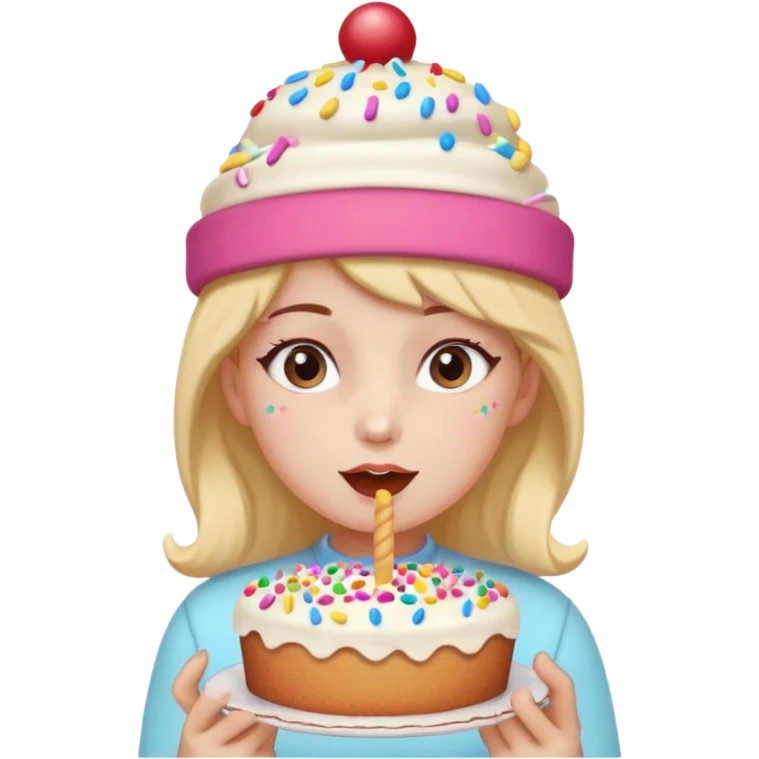 I want a girl having cake in her cake emoji