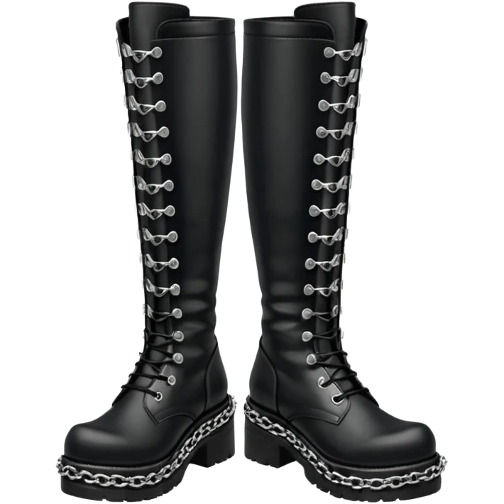 Ultra Realistic, Mens Demonia knee high black and metallic chain boots  emoji