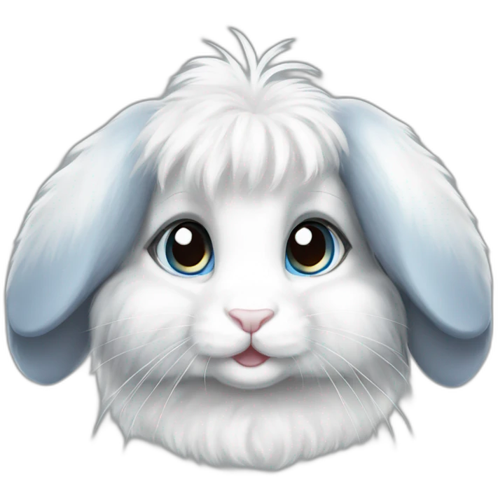 blue eyed white and grey angora rabbit emoji