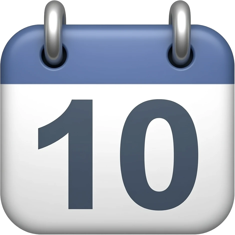 calendar with number 10 Deep blue top emoji