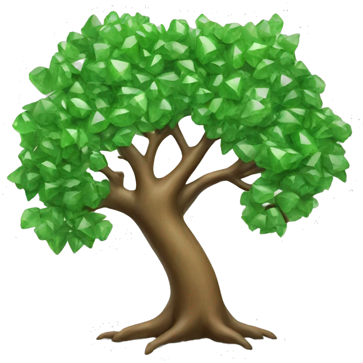 A tree with gemstone-like leaves emoji