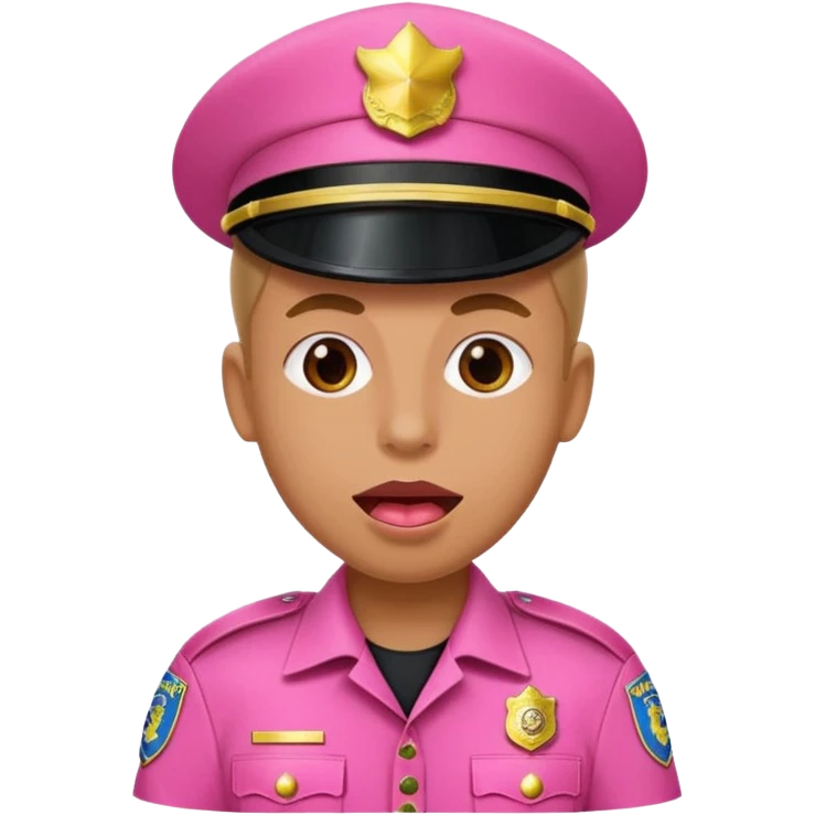 cop with pink uniform and tongue out emoji