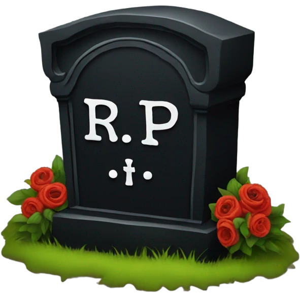 a black grave with the letters RIP emoji