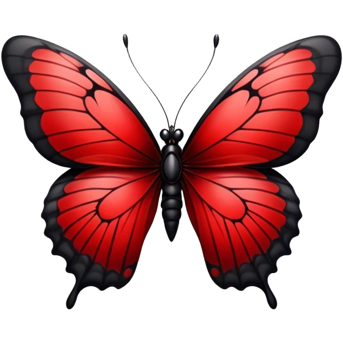 An Edgy crimson-blood-red obsidian-black beautiful butterfly emoji