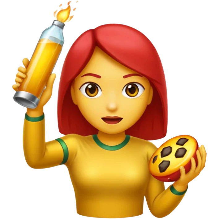 Um Android comendo uma maçã emoji