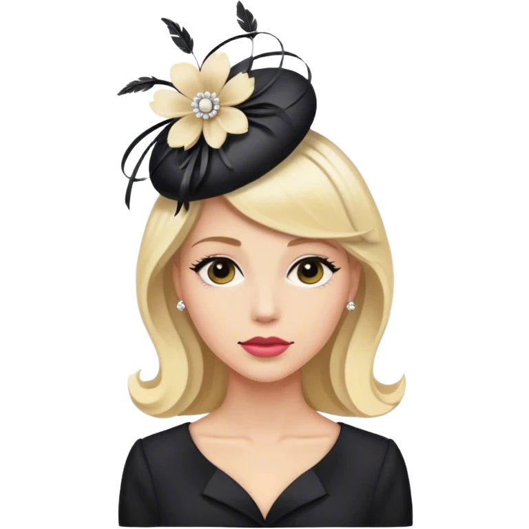 Blonde hot lady at funeral with fascinator in Face emoji