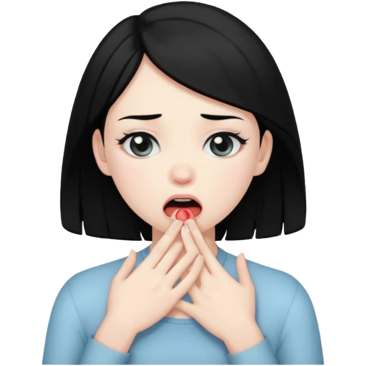 Black haired girl choking herself emoji