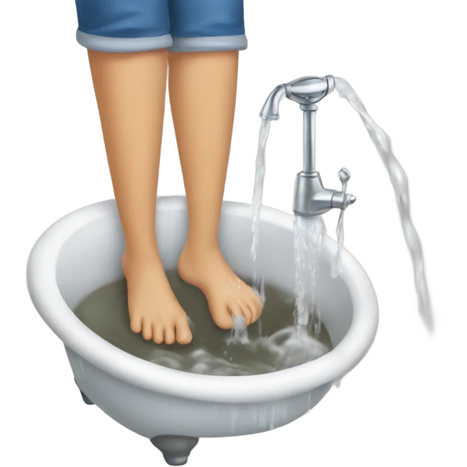 Dirty foot being wash emoji