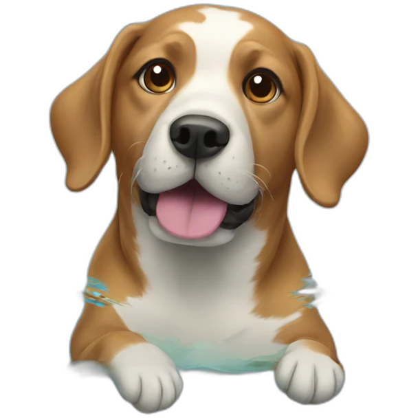 Dog swimming in poll emoji
