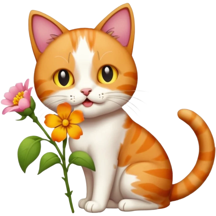 Cat eating a flower emoji