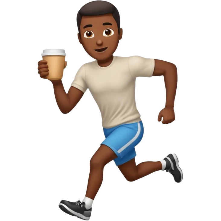 Morning Coffee Runner black man  emoji