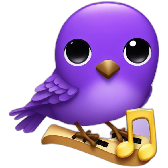 purble music with bird emoji