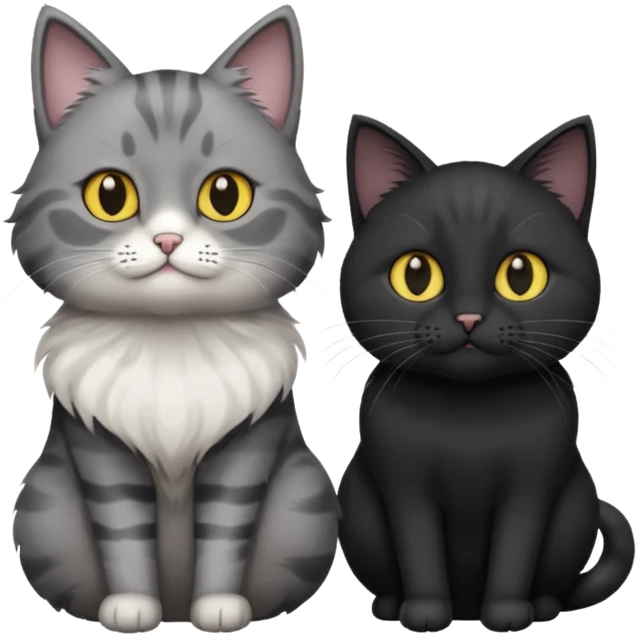 grey/white cat and black cat with white chest  emoji