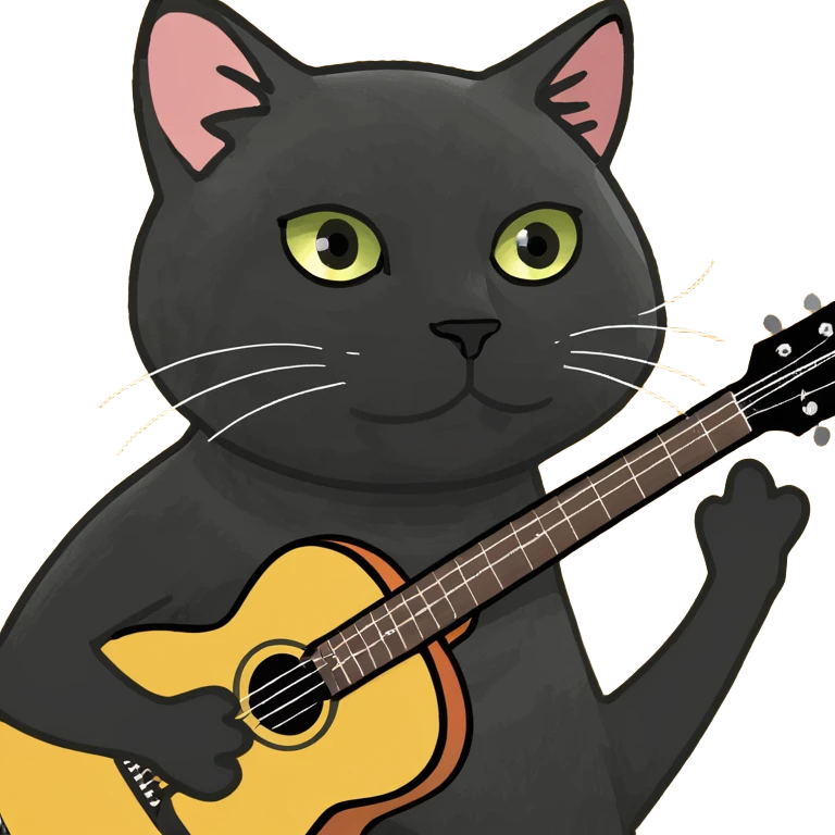 Black cat with guitar  emoji