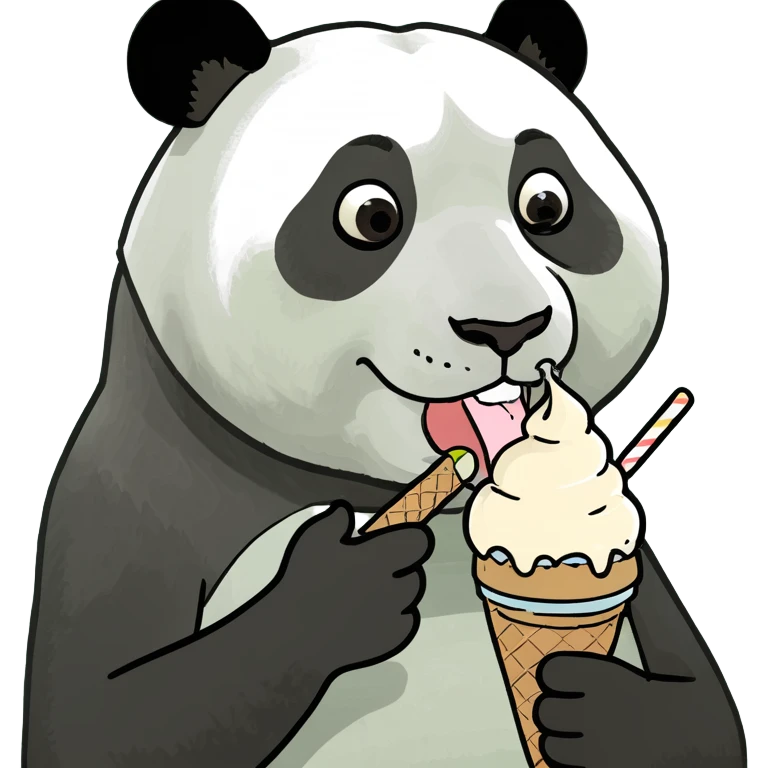 Panda eating ice creami emoji