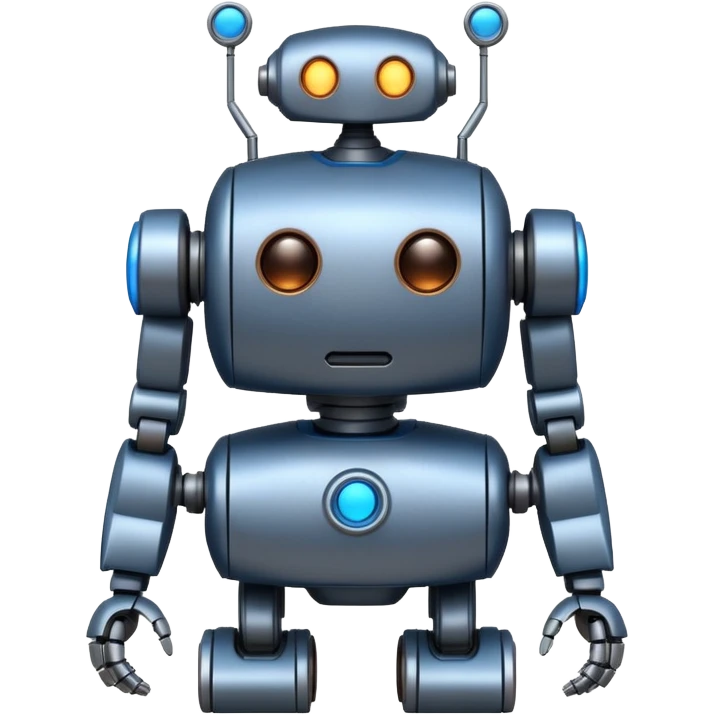 I want atom from reel steel that has gray body with black screen and blue eyes  form the screen and a brown top a  robot emoji