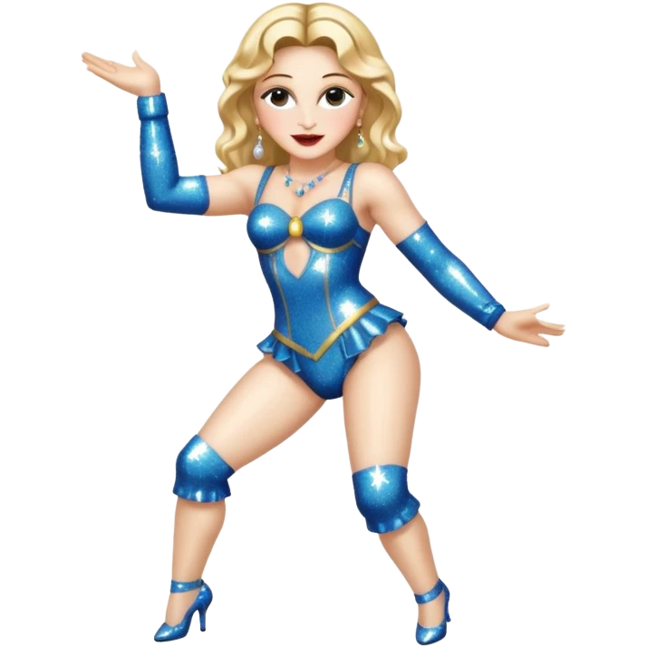 Madonna, full body, dancing emoji