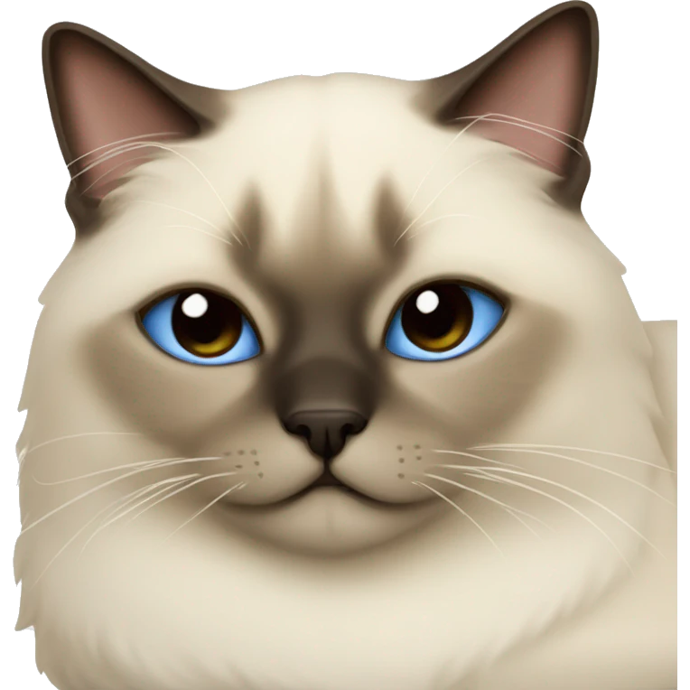 fluffy siamese cat curled up sleeping emoji