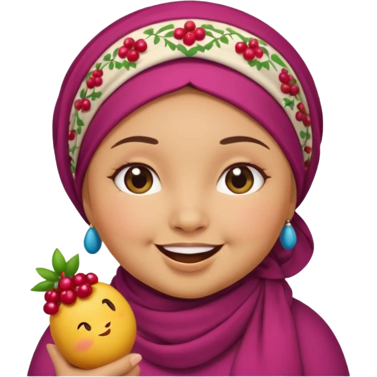 Cute emoji female chubby with a berry she is tan and moroccan  emoji