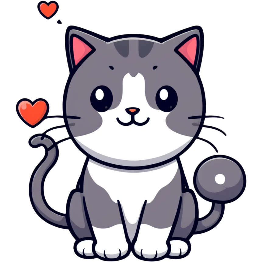 cute cat with a heart emoji
