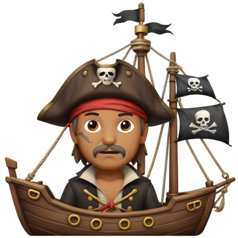 pirate sailing a ship in strome sea background emoji