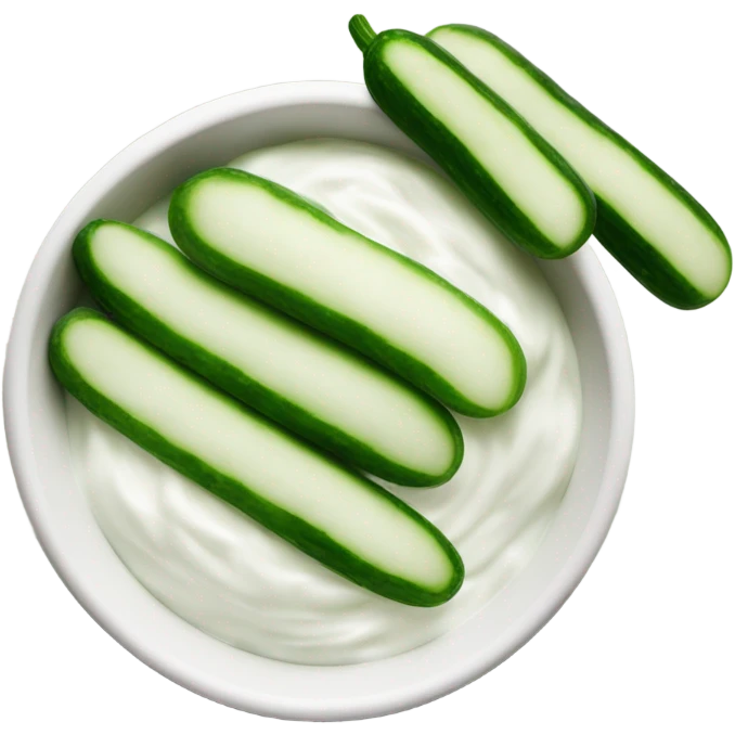 cucumber sticks with side bowl of skyr yogurt  emoji