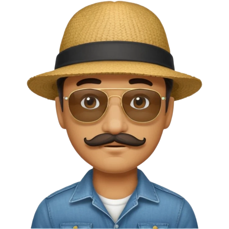mustached man in sunglasses with HAT emoji