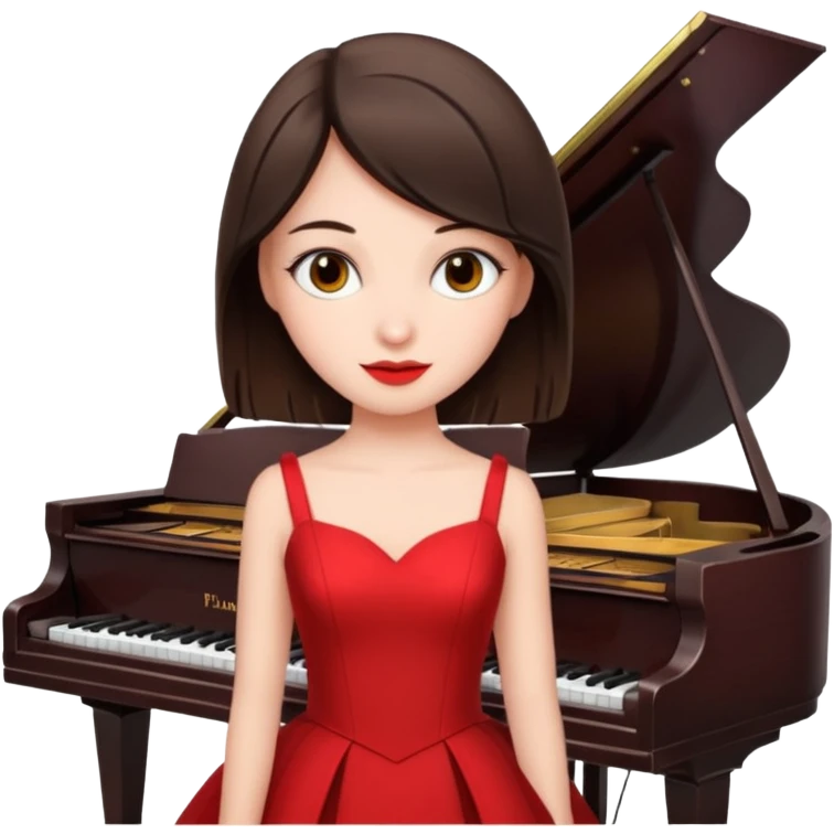 Brunette in red pianista emoji