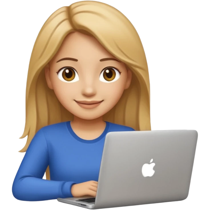 Pretty girl with medium long, light golden/brownish hair, Latina, with a laptop, AI-generated emoji. emoji