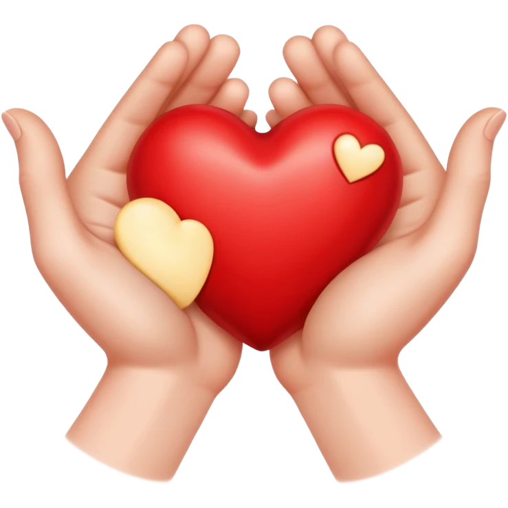 two hands giving and receiving a heart emoji