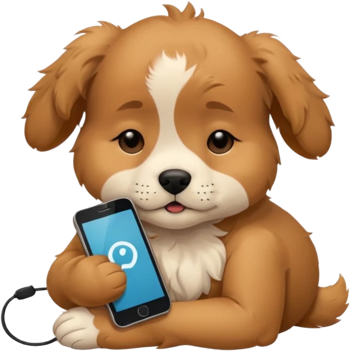 sleepy puppy with phone emoji