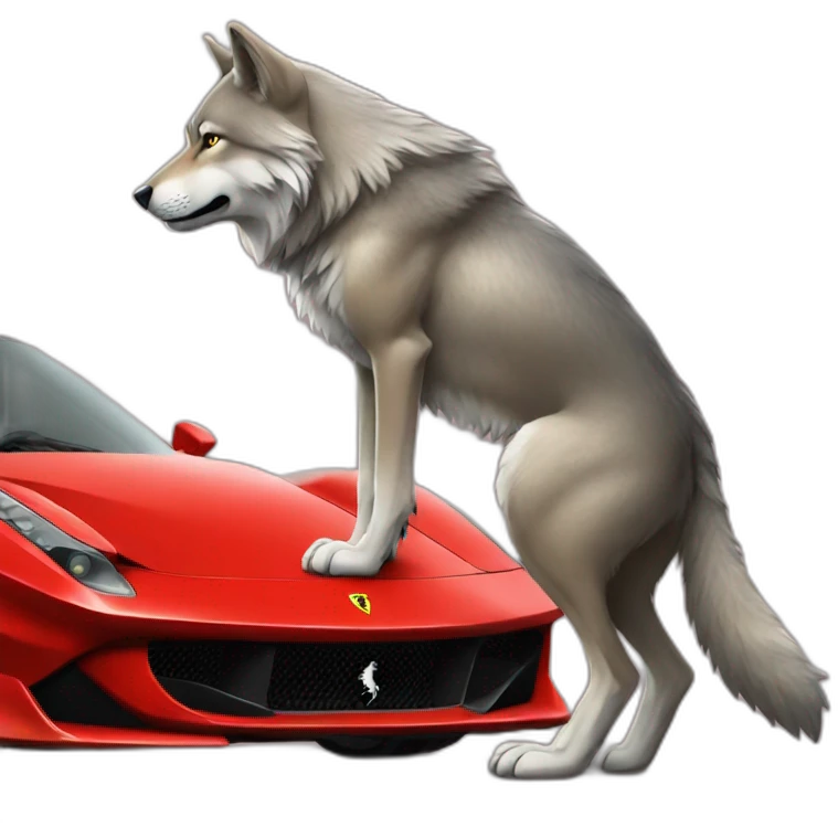 wolf leaning against ferrari emoji