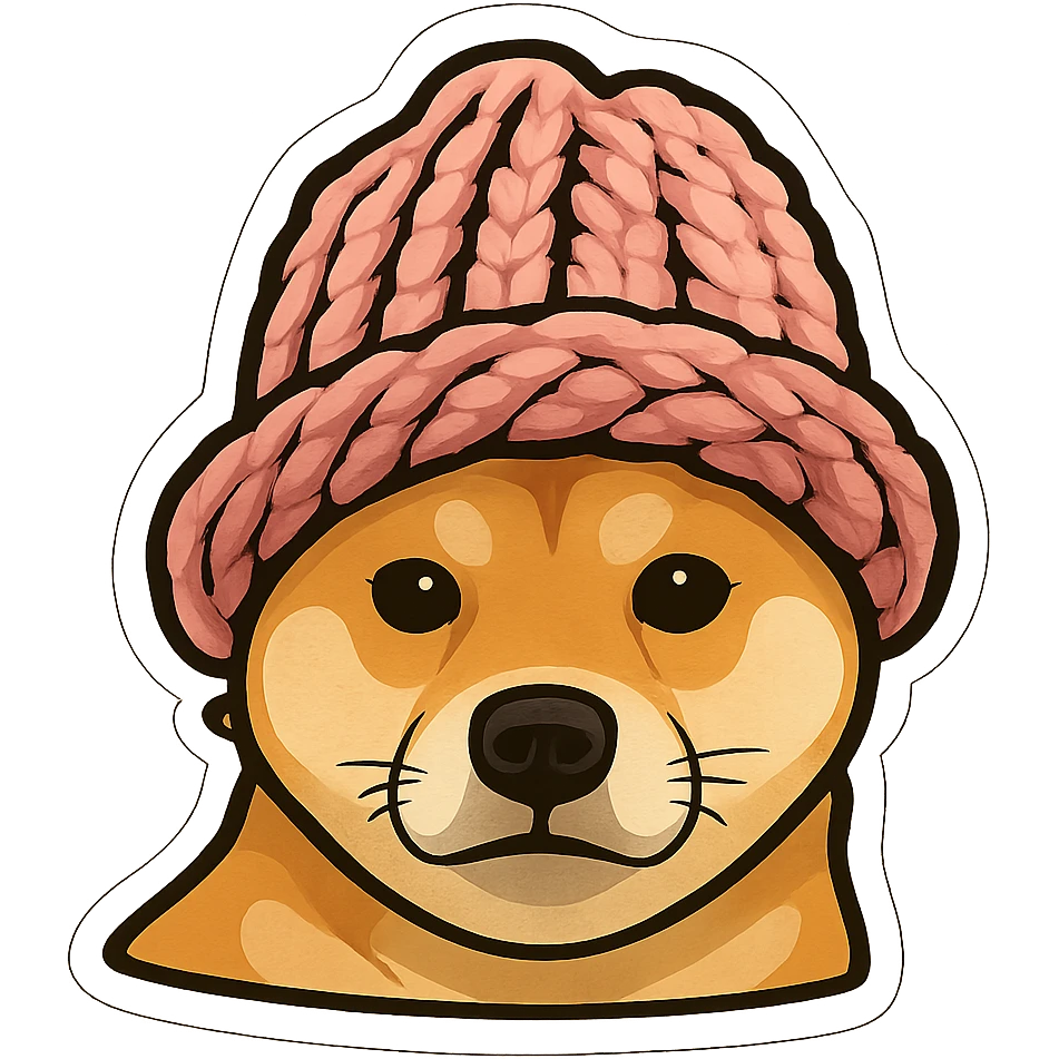 A dog in a cap, sticker style emoji