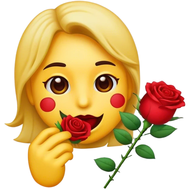 Emoji holding rose in mouth  emoji